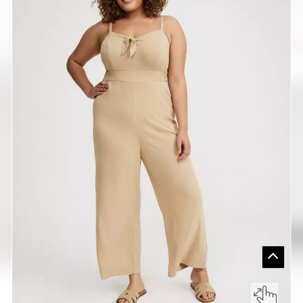 🆕️ 3X RAYON SLUB TIE-FRONT JUMPSUIT